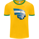 Curled Salvador Flag Salvadoran Day Football Mens Ringer T-Shirt FotL Gold/Green
