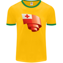 Curled Tongo Flag Tongan Day Football Mens Ringer T-Shirt FotL Gold/Green