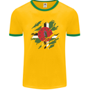 Torn Dominica Flag Dominican Day Football Mens Ringer T-Shirt FotL Gold/Green