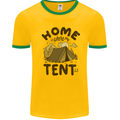 Home is Where My Tent is Funny Camping Mens Ringer T-Shirt Gold/Green