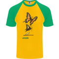 Butterfly Evolution Caterpillar Butterflies Mens S/S Baseball T-Shirt Gold/Green
