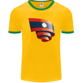 Curled Laos Flag Laotian Day Football Mens Ringer T-Shirt FotL Gold/Green