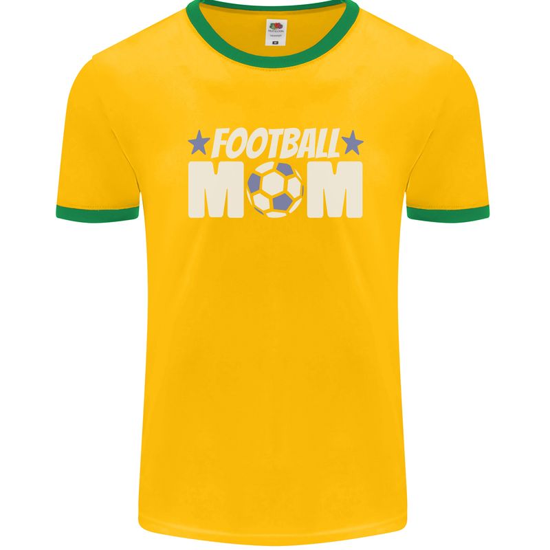 Football Mum Mom Mens Ringer T-Shirt FotL Gold/Green