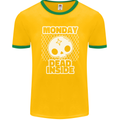 Monday Dead Inside Work Skull Mens Ringer T-Shirt FotL Gold/Green