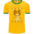 A Funny Christmas Pug Mens Ringer T-Shirt FotL Gold/Green
