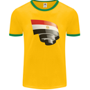 Curled Egypt Flag Egyptian Day Football Mens Ringer T-Shirt FotL Gold/Green