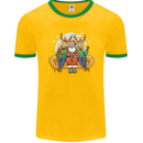 Santa Claus Chilling With Reindeers Christmas Xmas Mens Ringer T-Shirt FotL Gold/Green