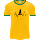 Paddleboard ECG Paddleboarding Pulse Mens Ringer T-Shirt Gold/Green