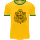 Anchor Skull Sailor Sailing Captain Pirate Ship Mens Ringer T-Shirt Gold/Green