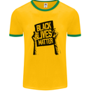 Black Lives Matter Sign Racial Equality Mens Ringer T-Shirt Gold/Green