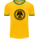 A Viking Ship Mens Ringer T-Shirt Gold/Green