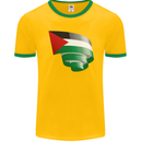 Curled Palestine Flag Palestinian Day Football Mens Ringer T-Shirt FotL Gold/Green