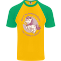 This is My Unicorn Costume Fancy Dress Outfit Mens S/S Baseball T-Shirt Gold/Green