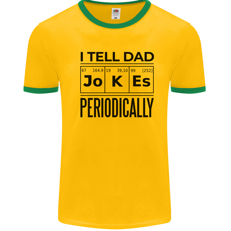 Fathers Day I Tell Dad Jokes Periodically Funny Mens Ringer T-Shirt Gold/Green