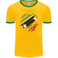 Torn Saint Kitts and Nevis Flag Day Football Mens Ringer T-Shirt FotL Gold/Green