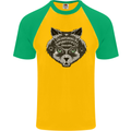 Ouija Board Cat Dark Black Magic Voodoo Mens S/S Baseball T-Shirt Gold/Green