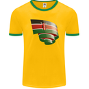 Curled Kenya Flag Kenyan Day Football Mens Ringer T-Shirt FotL Gold/Green