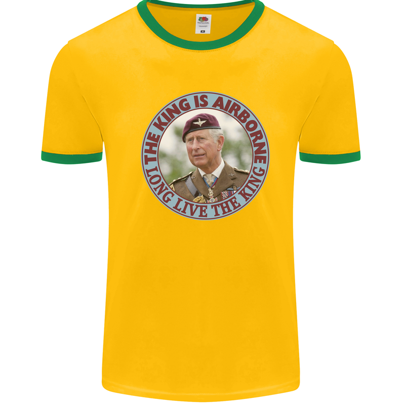 King Airborne Mens Ringer T-Shirt Gold/Green