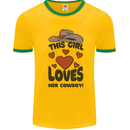 This Girl Loves Her Cowboy Mens Ringer T-Shirt Gold/Green