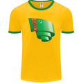 Curled Turkmenistan Flag The Turkmen Day Football Mens Ringer T-Shirt FotL Gold/Green