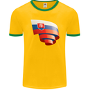 Curled Slovakia Flag Slovakia Day Football Mens Ringer T-Shirt FotL Gold/Green