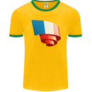 Curled France Flag French Day Football Mens Ringer T-Shirt FotL Gold/Green