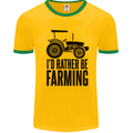 I'd Rather Be Farming Farmer Tractor Mens Ringer T-Shirt Gold/Green