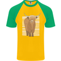 A Chilled Highland Cow Mens S/S Baseball T-Shirt Gold/Green