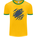Torn EU Flag European Union Flag Football Mens Ringer T-Shirt FotL Gold/Green