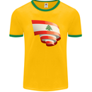 Curled Lebanon Flag Lebanese Day Football Mens Ringer T-Shirt FotL Gold/Green