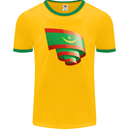 Curled Mauritania Flag Mauritanian Day Football Mens Ringer T-Shirt FotL Gold/Green