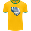 Curled Greece Flag Greek Day Football Mens Ringer T-Shirt FotL Gold/Green