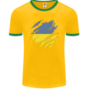 Torn Ukraine Flag Ukrainian Day Football Mens Ringer T-Shirt FotL Gold/Green