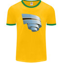 Curled Botswana Flag Batswana Day Football Mens Ringer T-Shirt FotL Gold/Green