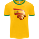Curled Spain Flag Spanish Day Football Mens Ringer T-Shirt FotL Gold/Green