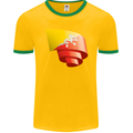 Curled Bhutan Flag Bhutanese Day Football Mens Ringer T-Shirt FotL Gold/Green