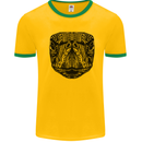 A Mandala Turtle Head Tribal Tortoise Mens Ringer T-Shirt Gold/Green