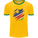 Torn Namibia Flag Namibian Day Football Mens Ringer T-Shirt FotL Gold/Green