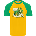 Best Farmer Ever Farming Fathers Day Mens S/S Baseball T-Shirt Gold/Green