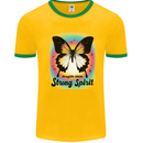 Fragile Skin Strong Spirit Butterfly Mens Ringer T-Shirt Gold/Green