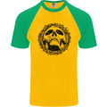 A Skull in Thorns Gothic Christ Jesus Mens S/S Baseball T-Shirt Gold/Green