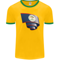 Curled Belize Flag Belizean Day Football Mens Ringer T-Shirt FotL Gold/Green
