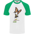Butterfly Evolution Caterpillar Butterflies Mens S/S Baseball T-Shirt White/Green
