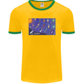 Galaxy Infographic Space Technology Planets Mens Ringer T-Shirt FotL Gold/Green