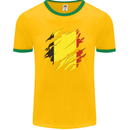 Torn Belgium Flag Belgian Day Football Mens Ringer T-Shirt FotL Gold/Green