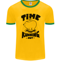 Time Running Out Climate Change Mens Ringer T-Shirt Gold/Green