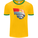 Curled Kiribati Flag Day Football Mens Ringer T-Shirt FotL Gold/Green