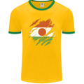 Torn Niger Flag Nigerien Day Football Mens Ringer T-Shirt FotL Gold/Green