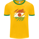 Torn Niger Flag Nigerien Day Football Mens Ringer T-Shirt FotL Gold/Green