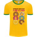 Check Out My 5 1/2 Pack Funny Donut Food Gym Mens Ringer T-Shirt Gold/Green